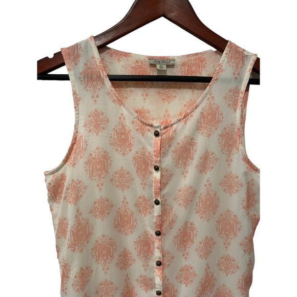 Lucky Brand Chiffon Style Pink Peach Sleeveless Paisley Button Front Maxi Dress - Picture 5 of 10